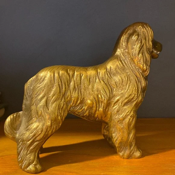 Small Brass Spaniel Dog gold decor sculpture - Picture 3 of 6